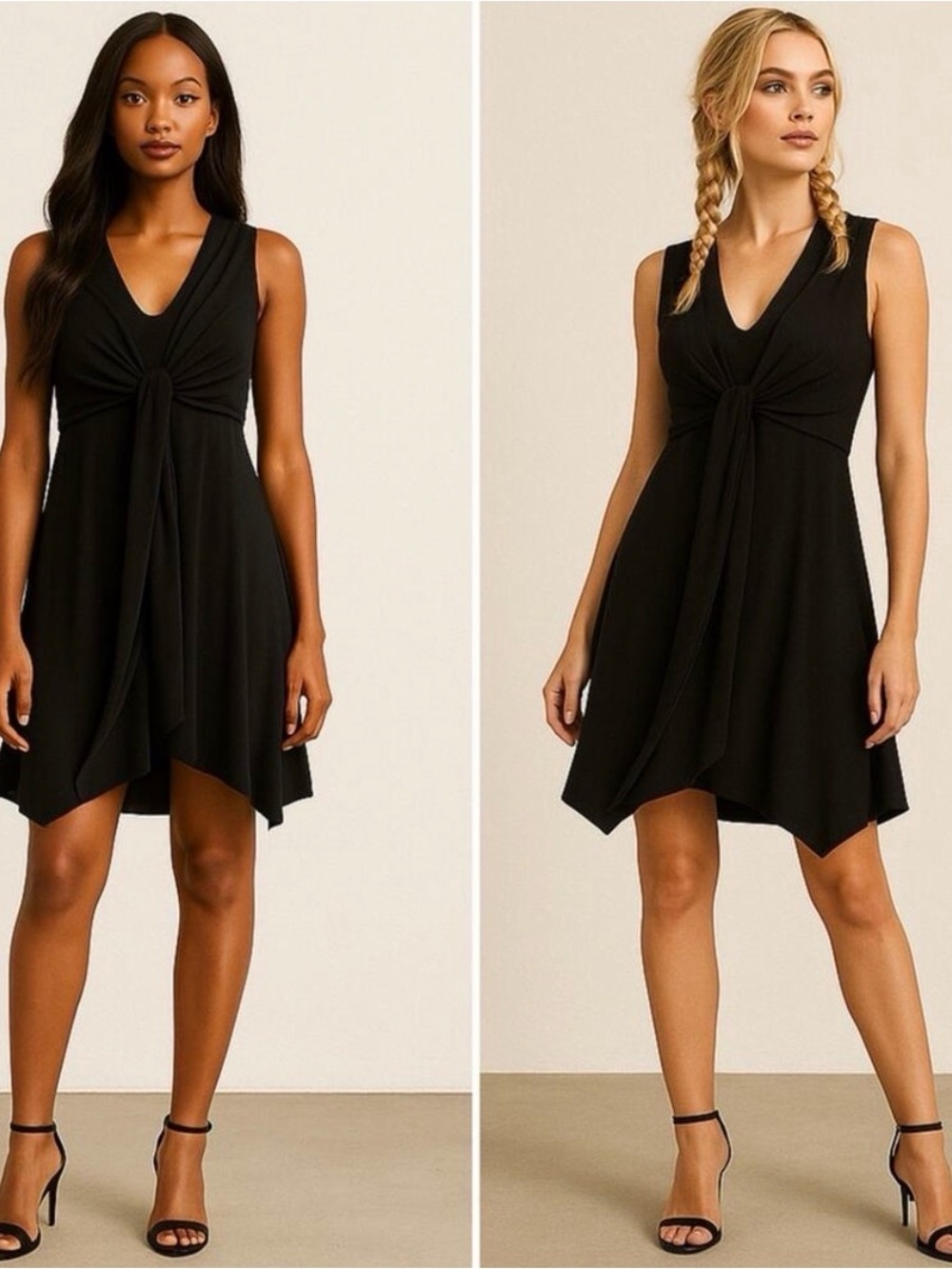 AllSaints Jayda Black Jersey Tie Front V Neck Mini Dress Sleeveless Size XS